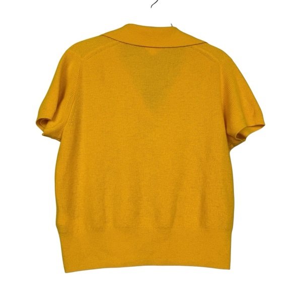J Crew Cashmere Featherweight Gold Yellow Collared Polo Sweater - Picture 4 of 8